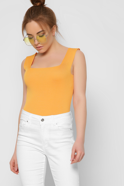 Трикотажная майка с квадратным вырезом цвет желтый 36851